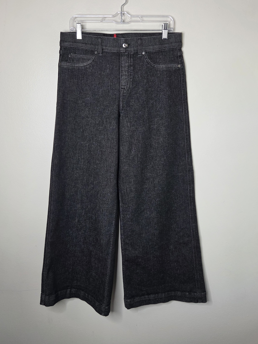 Spanx Black Denim Wide-Leg Pull-On Jeans 2-Pockets